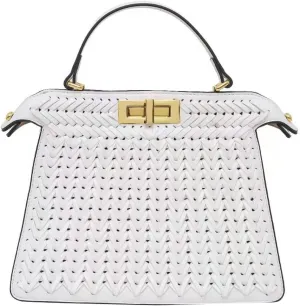 Vegan Leather Tote Bags for Women Woven Small Crossbody Shoulder Purse Trendy Top Handle Handbags Buckle Satchels