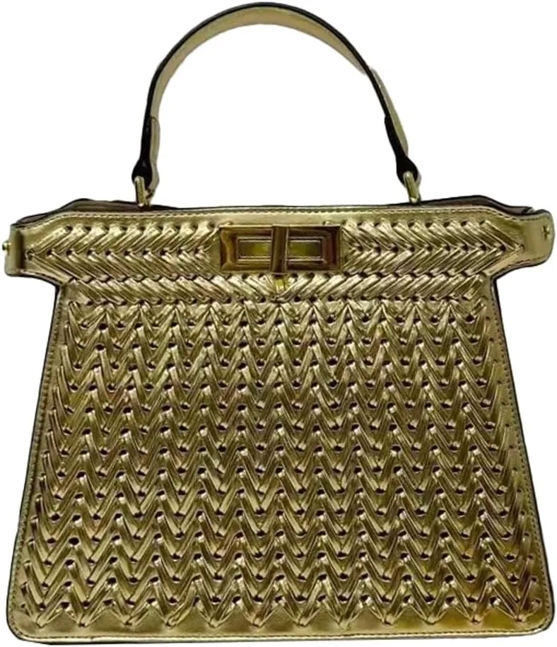 Vegan Leather Tote Bags for Women Woven Small Crossbody Shoulder Purse Trendy Top Handle Handbags Buckle Satchels