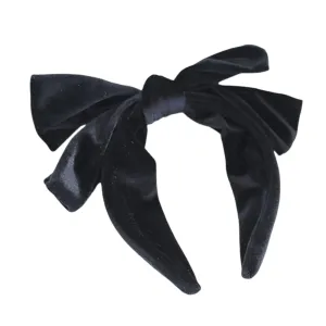 Velvet Bow Headband Women Vintage Style Big Bowknot Head Hoop Hair Accessories for Girls Prom Birthday Gifts (Black)