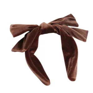 Velvet Bow Headband Women Vintage Style Big Bowknot Head Hoop Hair Accessories for Girls Prom Birthday Gifts (Coffee)