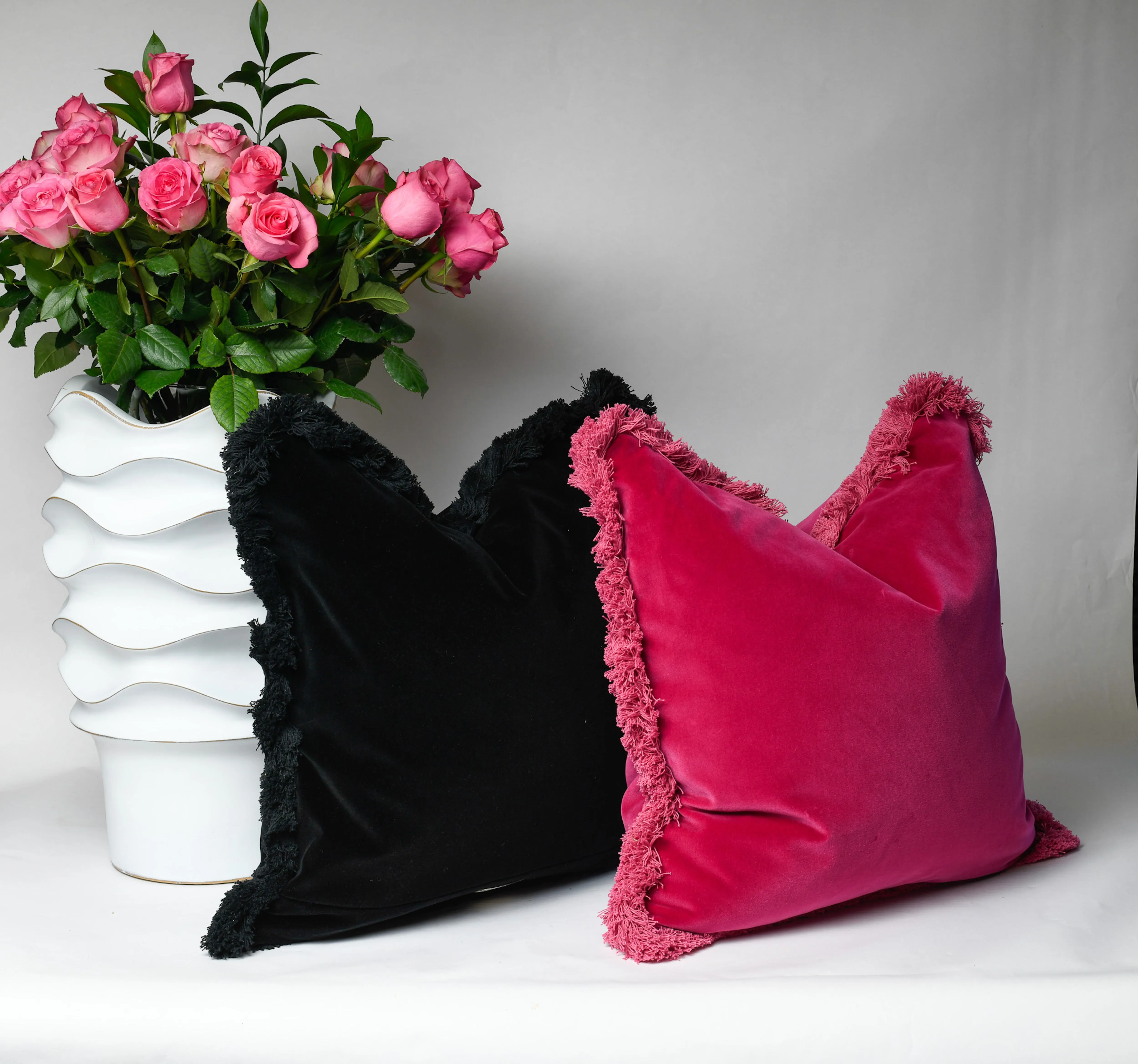 Velvet Pillow with Fringe