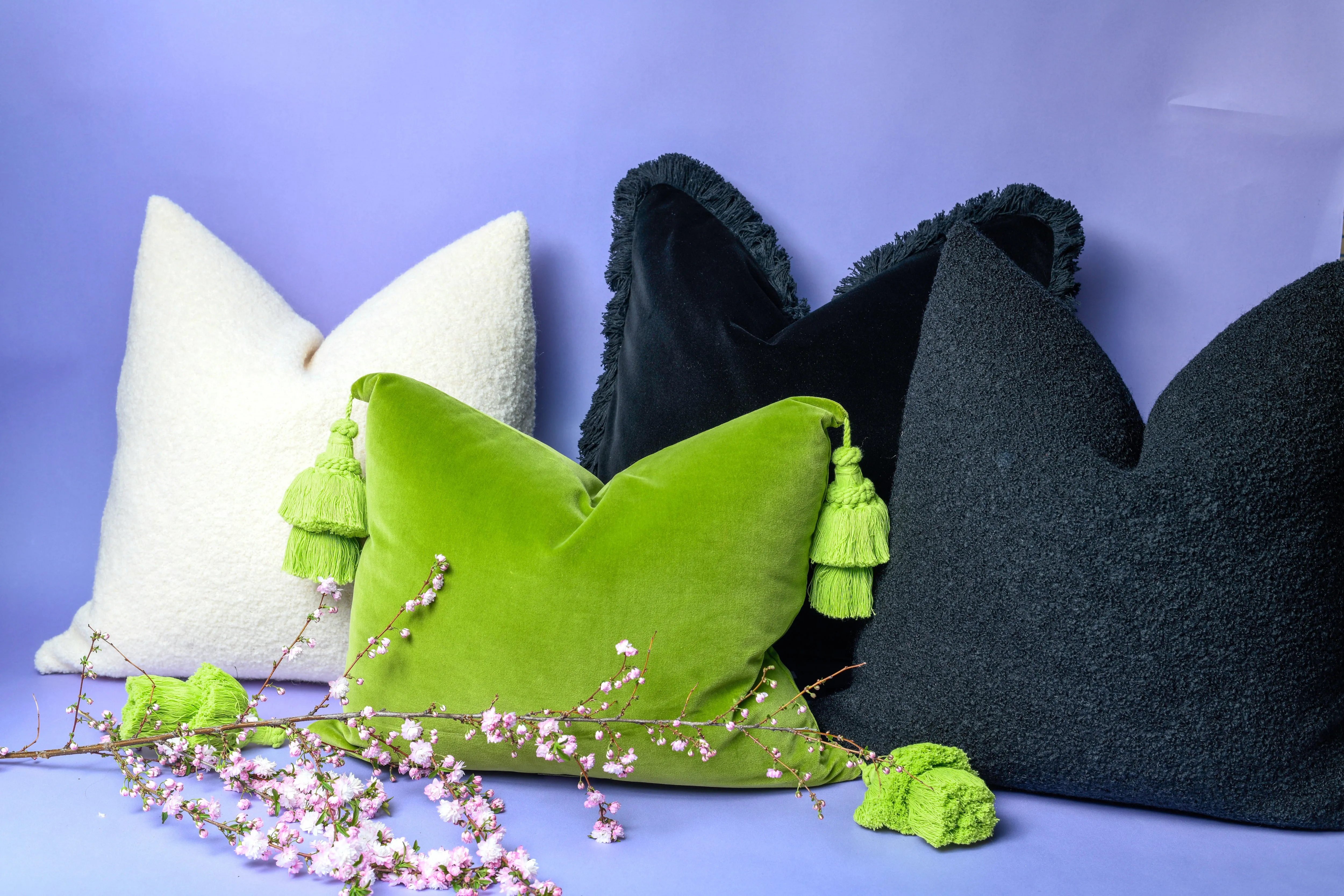 Velvet Pillow with Fringe