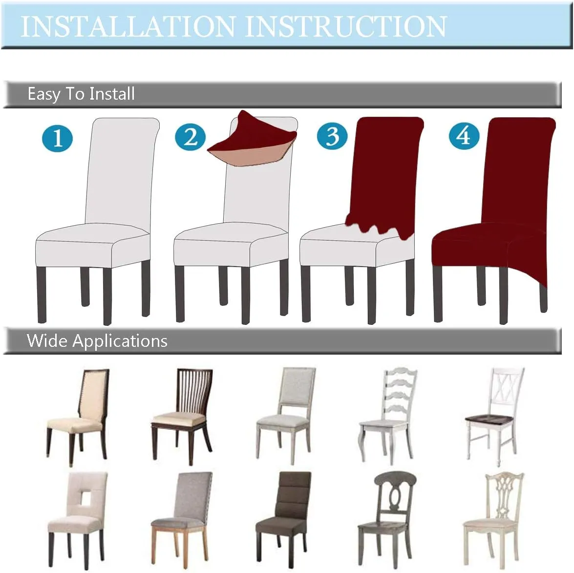 Velvet Plush XL Dining Chair Covers, Stretch Chaircover, Spandex High Chairs Protector Covers Seat Slipcover with Elastic Band for Dining Room,Wedding, Ceremony, Banquet (Silver Grey, Set of 2)