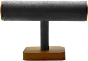 Velvet T-Bar Jewelry Display Stands Wooden Bracelet Chain Watch Jewelry Display Stand Holder Rack - Dark Grey