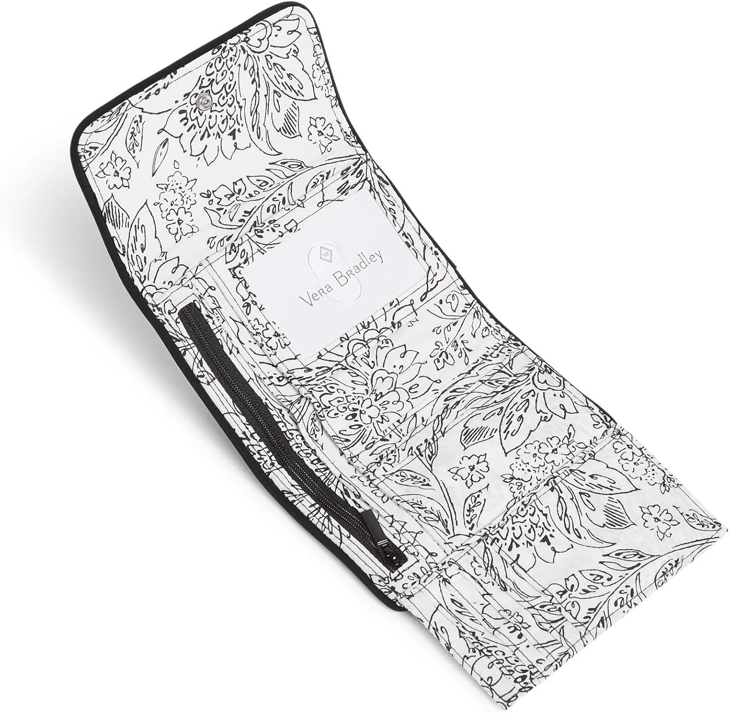 Vera Bradley Women's Microfiber Riley Compact Wallet With RFID Protection, True Black, One Size