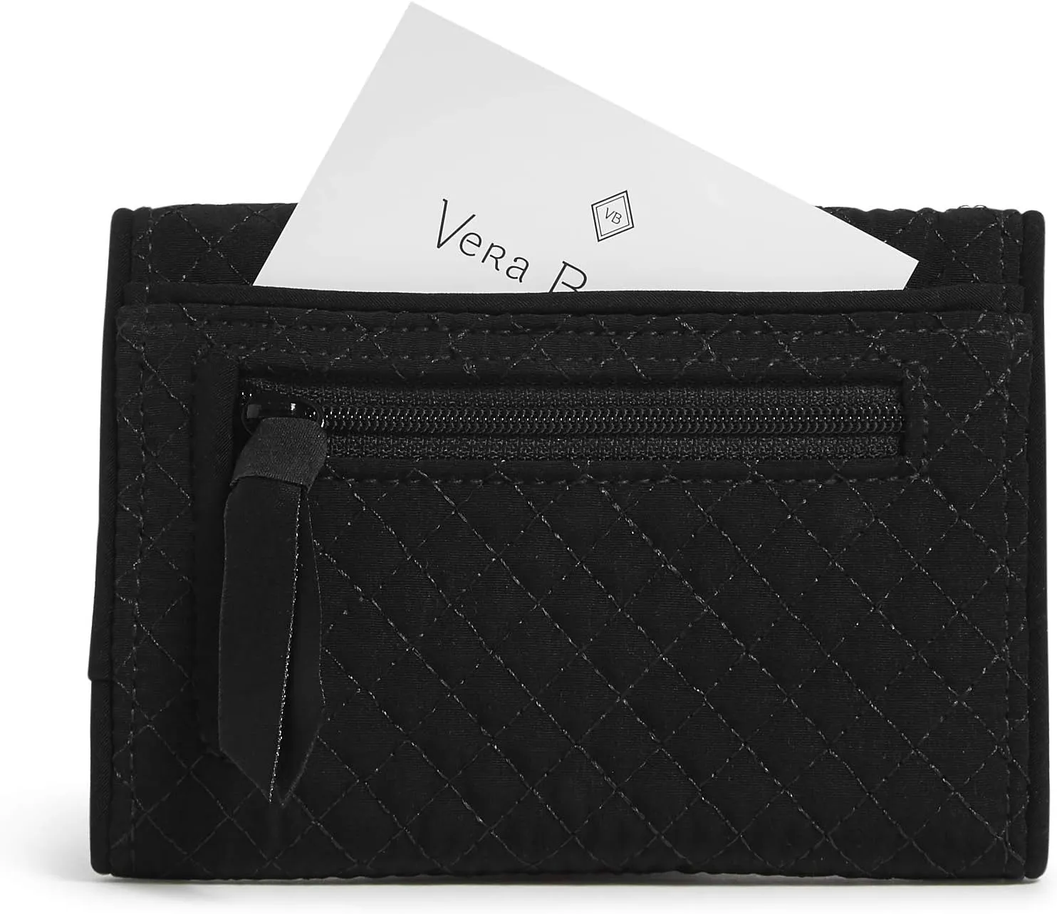 Vera Bradley Women's Microfiber Riley Compact Wallet With RFID Protection, True Black, One Size