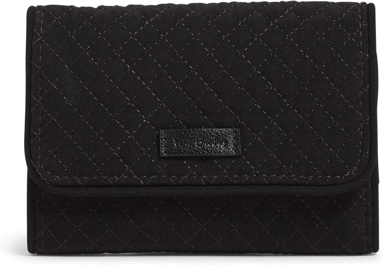 Vera Bradley Women's Microfiber Riley Compact Wallet With RFID Protection, True Black, One Size