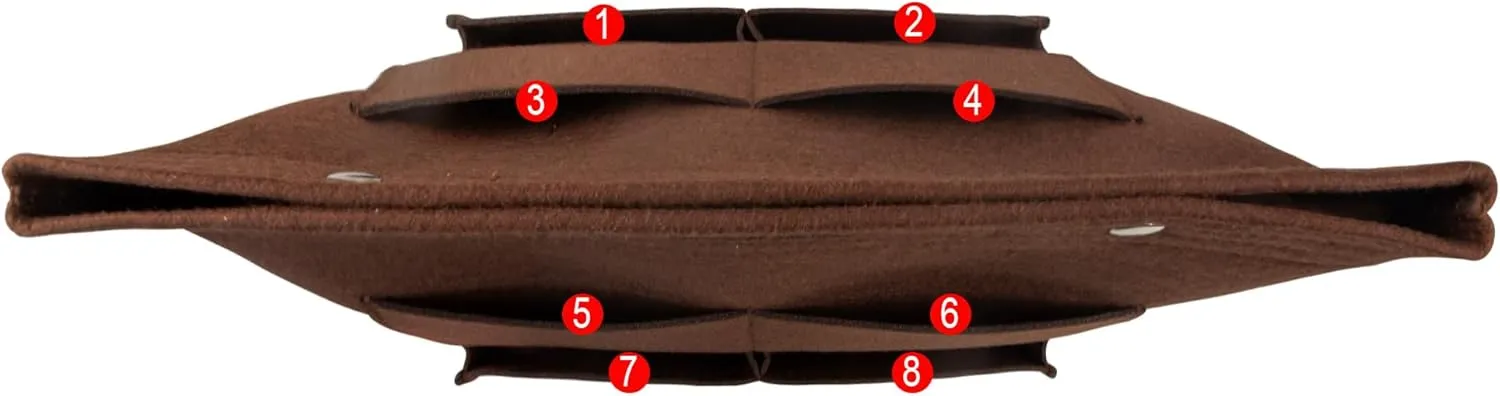 Vercord Extra Tall Felt Bag Organizer Vertical Height Design for Deep Tote and Backpack Bags Brown