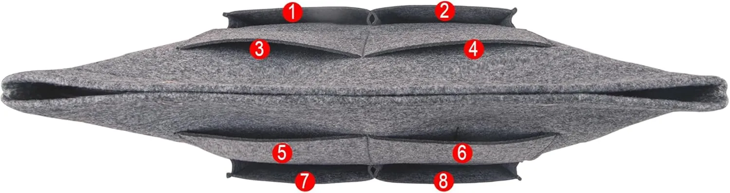 Vercord Extra Tall Felt Bag Organizer Vertical Height Design for Deep Tote and Backpack Bags Grey