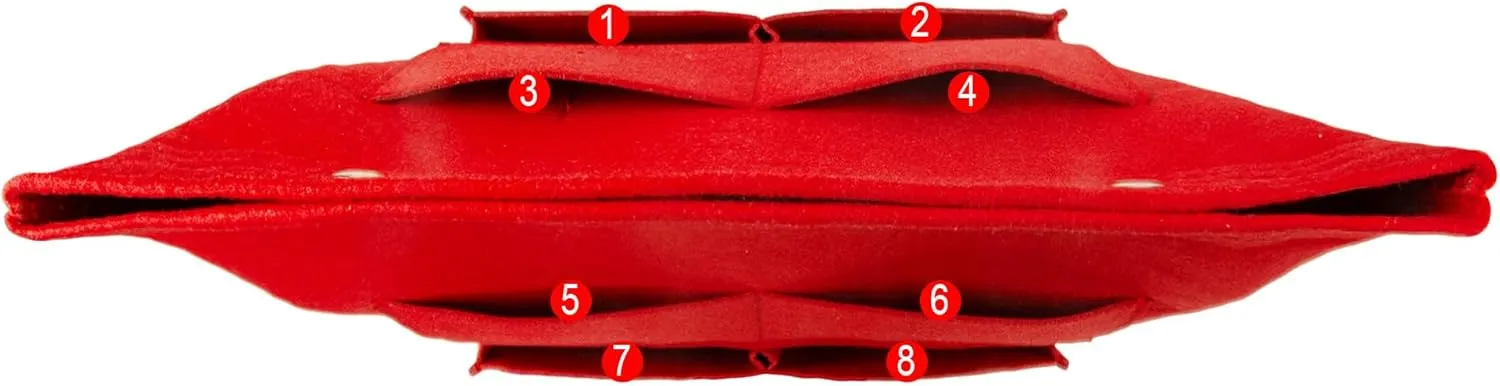 Vercord Extra Tall Felt Bag Organizer Vertical Height Design for Deep Tote and Backpack Bags Red