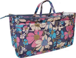 Vercord Patterned Purse Handbag Tote Pocketbook Bag Organizer Insert with Zipper Handle for Women Large Flowers