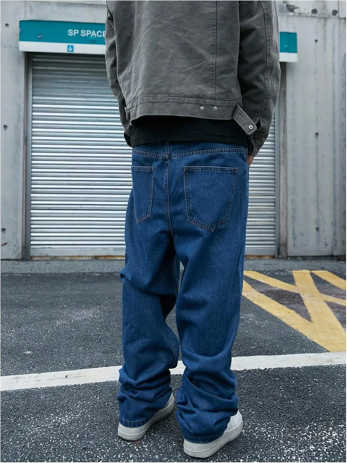 Verdusa Men's Vintage Baggy Jeans Wide Leg Denim Pants with Pockets