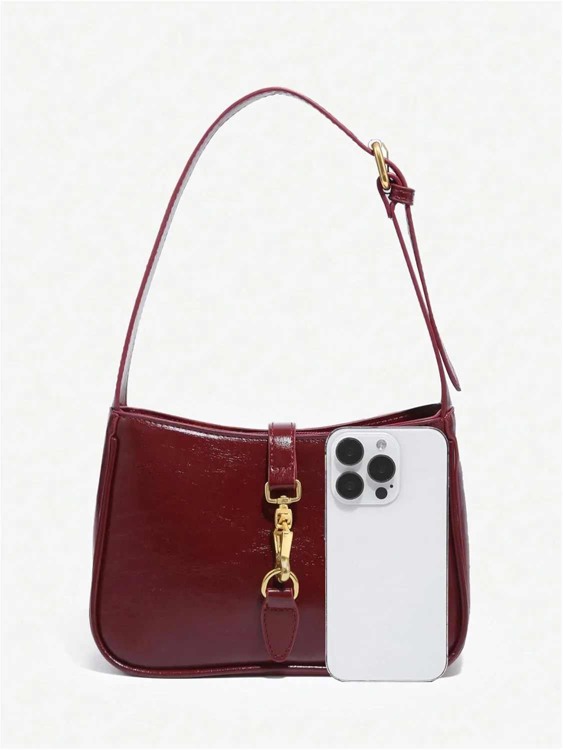 Verdusa Women's Vintage PU Leather Underarm Shoulder Bag Metal Buckle Square Handbags