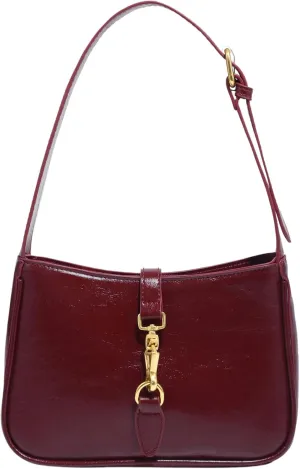 Verdusa Women's Vintage PU Leather Underarm Shoulder Bag Metal Buckle Square Handbags