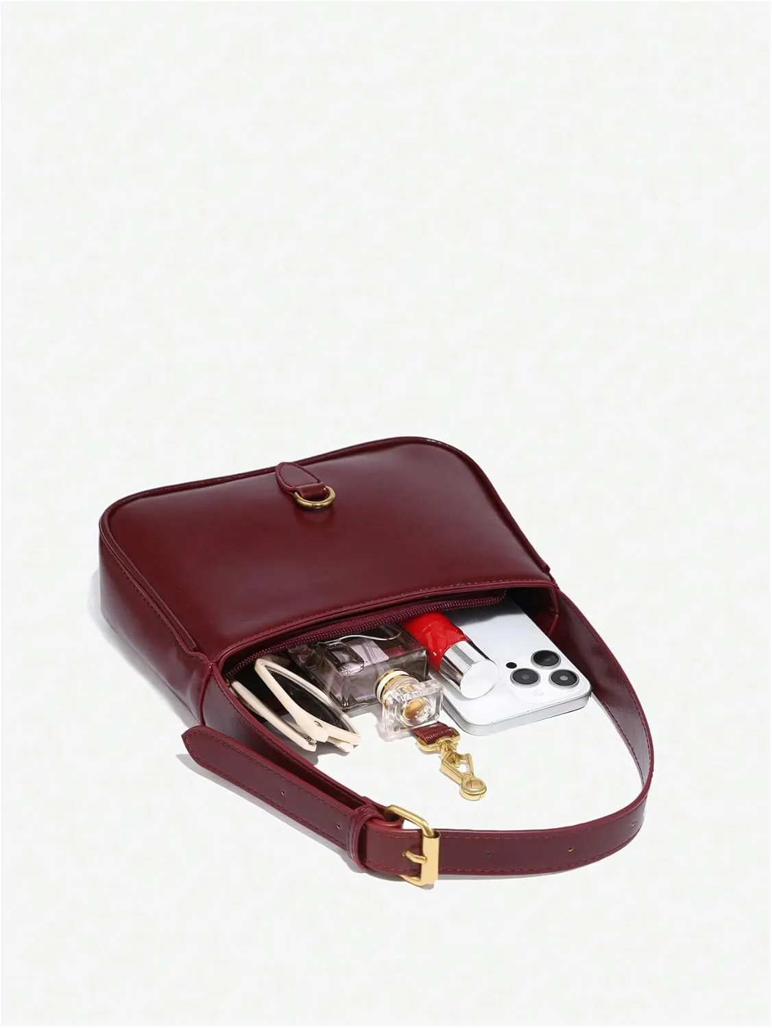 Verdusa Women's Vintage PU Leather Underarm Shoulder Bag Metal Buckle Square Handbags