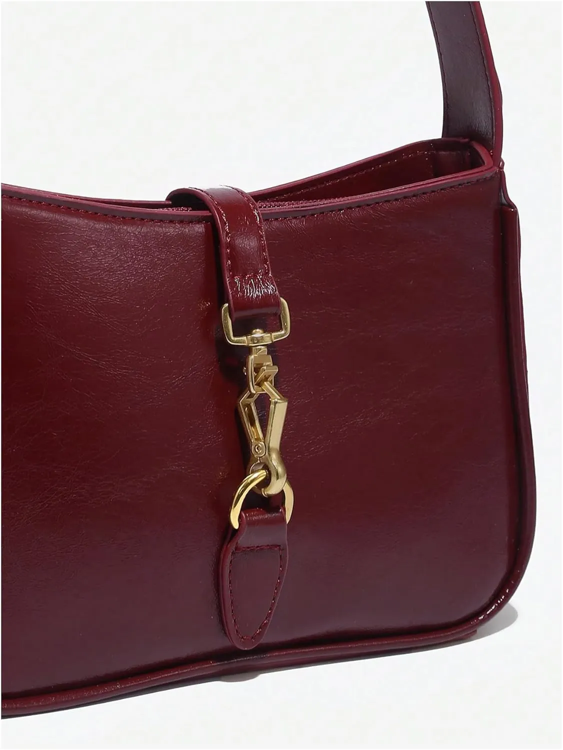 Verdusa Women's Vintage PU Leather Underarm Shoulder Bag Metal Buckle Square Handbags