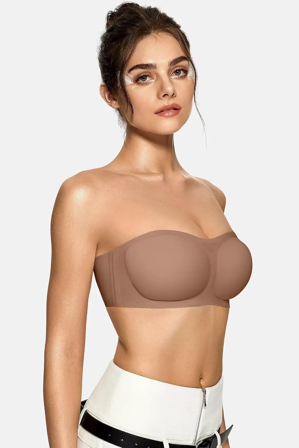 Vertvie Women's Wireless Strapless Bra Seamless Padded Bandeau Bra Non-Slip Silicone Tube Top Push Up Convertible Bralette
