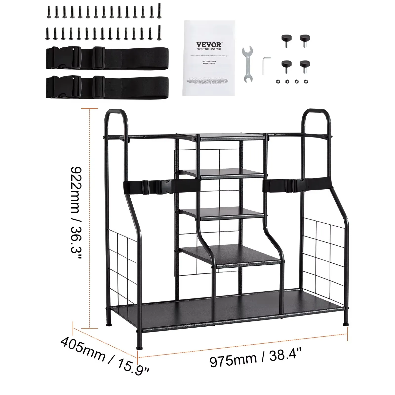 VEVOR Golf Storage Garage Organizer Other Sports Equipment Storage Rack Outdoor Sport Gear and Toy Storage with Baskets & Hooks