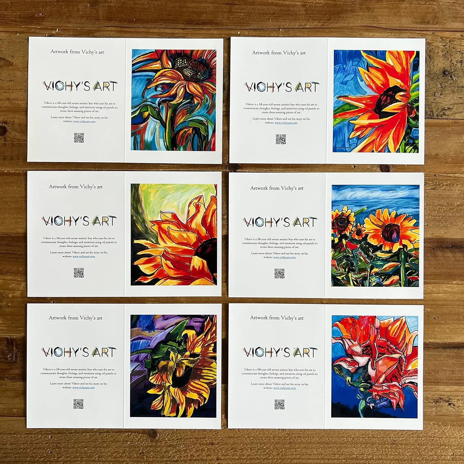 Vichy’s Art Sunflower Greeting Cards 6.5” x 10” Fine Prints, Homemade Art, Museum-Quality, Sunflower Artwork, Lasting Durability, Easy to Use | Card and Card Stocks