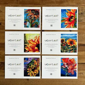Vichy’s Art Sunflower Greeting Cards 6.5” x 10” Fine Prints, Homemade Art, Museum-Quality, Sunflower Artwork, Lasting Durability, Easy to Use | Card and Card Stocks