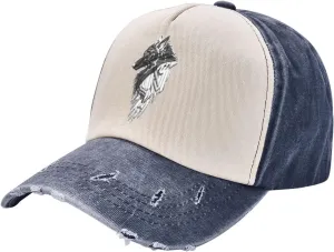 Viking Norse Wolf Raven,Denim Baseball Caps - Vintage Trucker Hats Dark Red