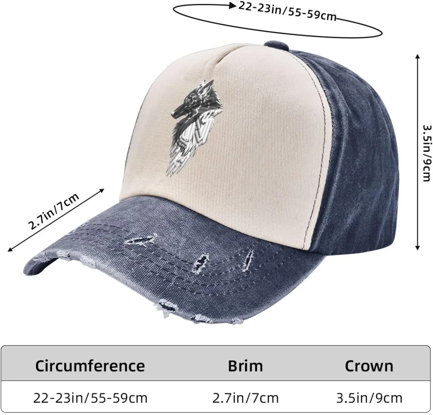 Viking Norse Wolf Raven,Denim Baseball Caps - Vintage Trucker Hats Dark Red