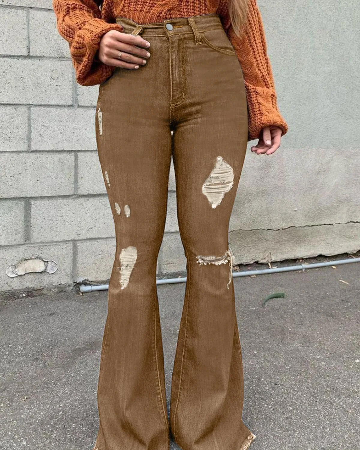 Vintage Bell Bottoms Flare Jeans for Women 90s High Waist Ripped Distressed Wide Leg High Rise Denim Pants