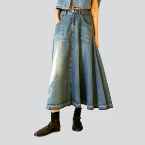 Vintage fit & flare denim skirt