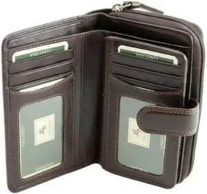 Visconti Heritage-33 Ladies Multi Soft Leather Card Holder Wallet and Purse (Chocolate Brown), Medium