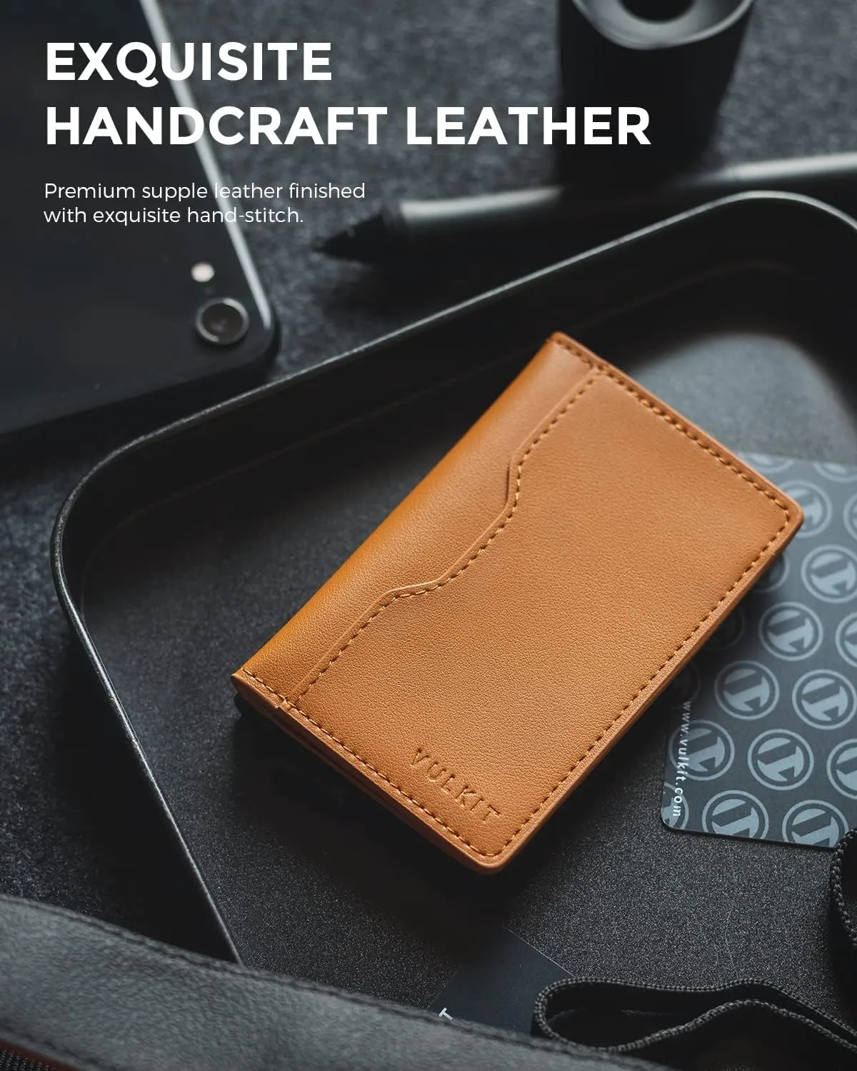 VULKIT Slim Pop up Wallet for Women Minimalist Credit Card Holder with Leather Slots Men's Bifold RFID Blocking Metal Wallets