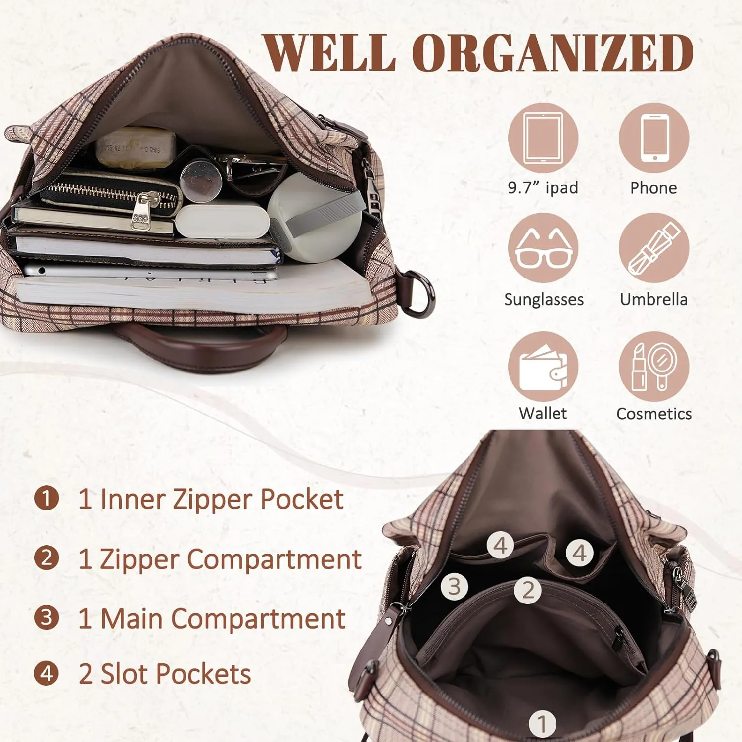 VX VONXURY Backpack Purse for Women, PU Leather Fashion Convertible Backpack Shoulder Bag Ladies Rucksack In 2 Ways To Carry