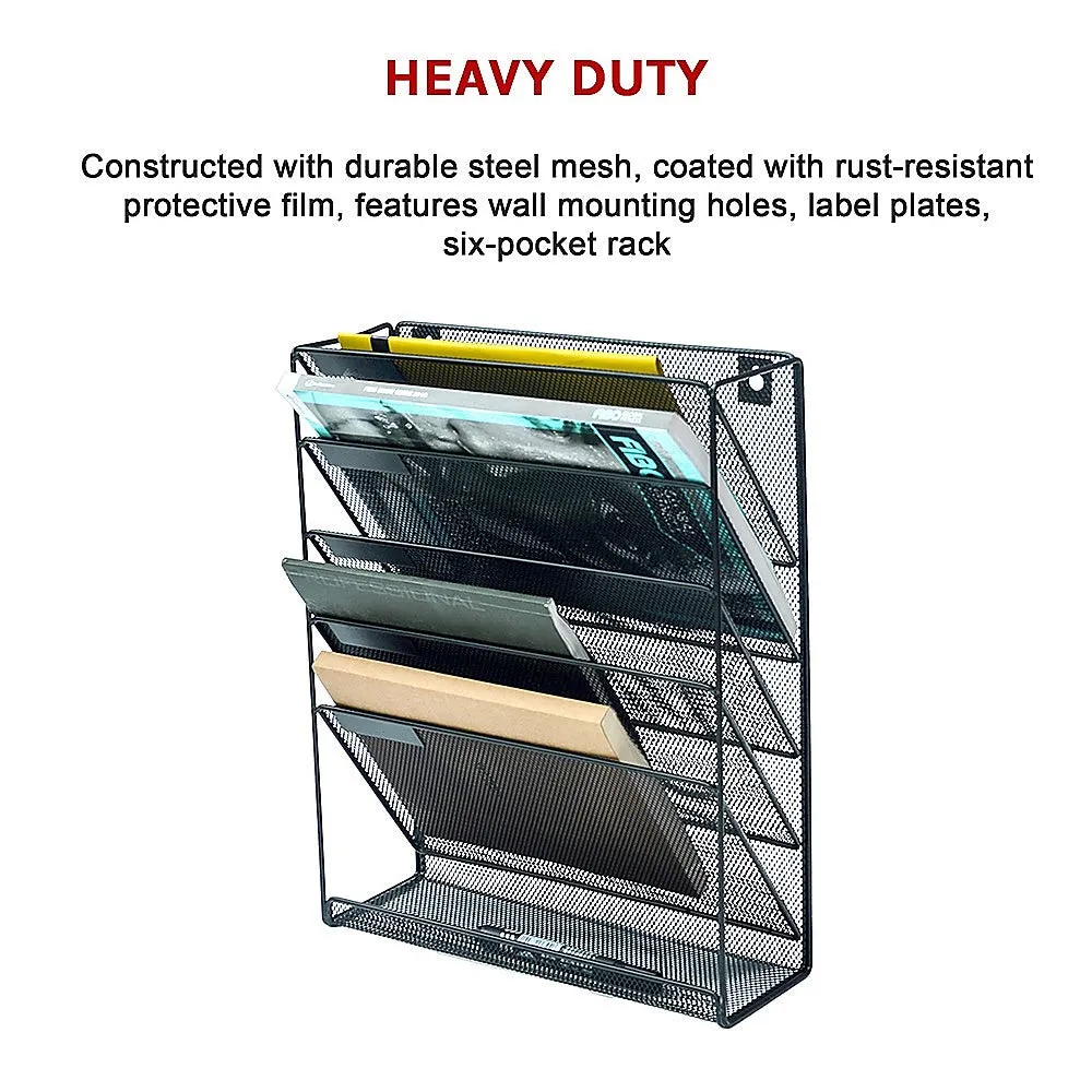 Wall Mount 6 Pocket Hanging File Sorter Organizer Folder Holder Rack Storage-VIC_Metro