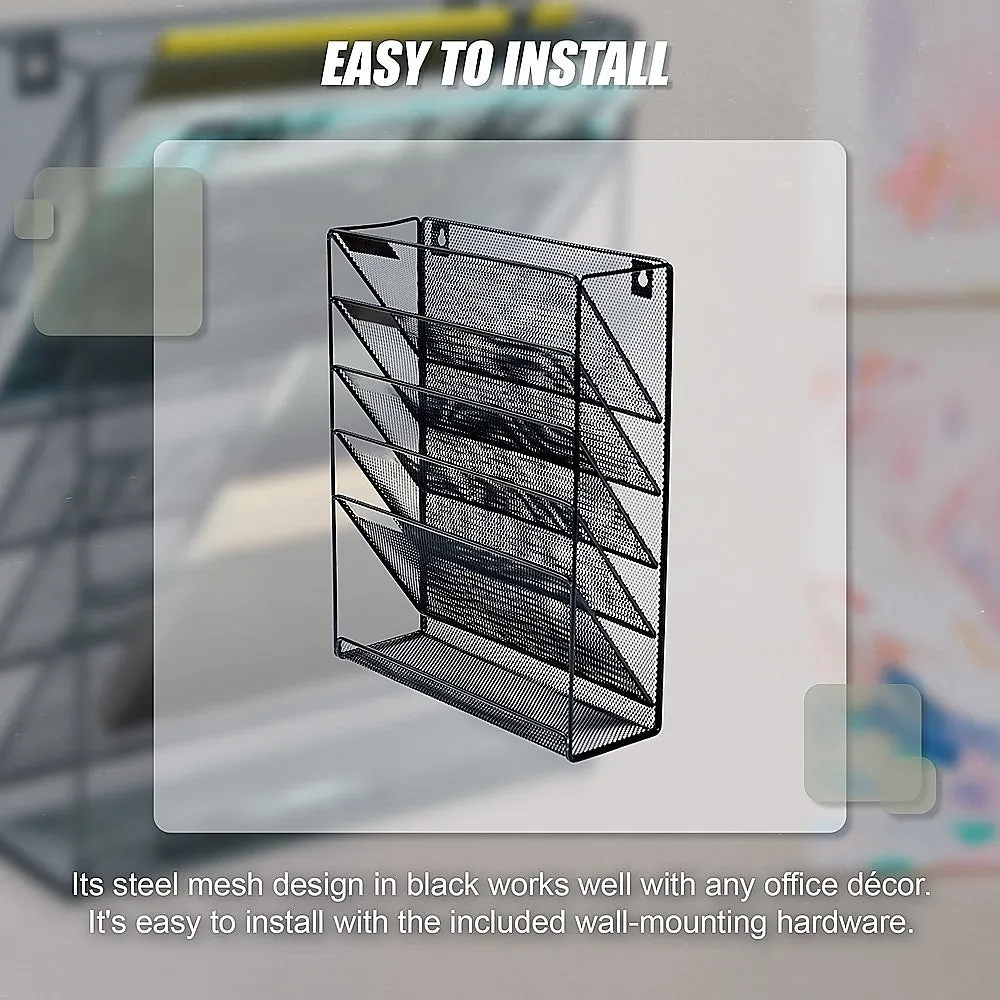 Wall Mount 6 Pocket Hanging File Sorter Organizer Folder Holder Rack Storage-VIC_Metro