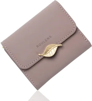 Wallet for Women RFID Blocking PU Leather Leaf Pendant Card Holder Phone Checkbook Organizer Zipper Coin Purse