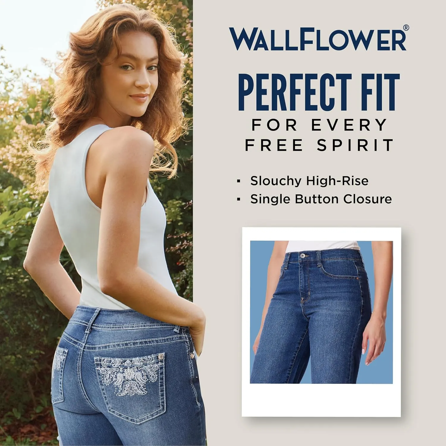 WallFlower Women's Dad Denim High-Rise Insta Vintage Juniors Jeans