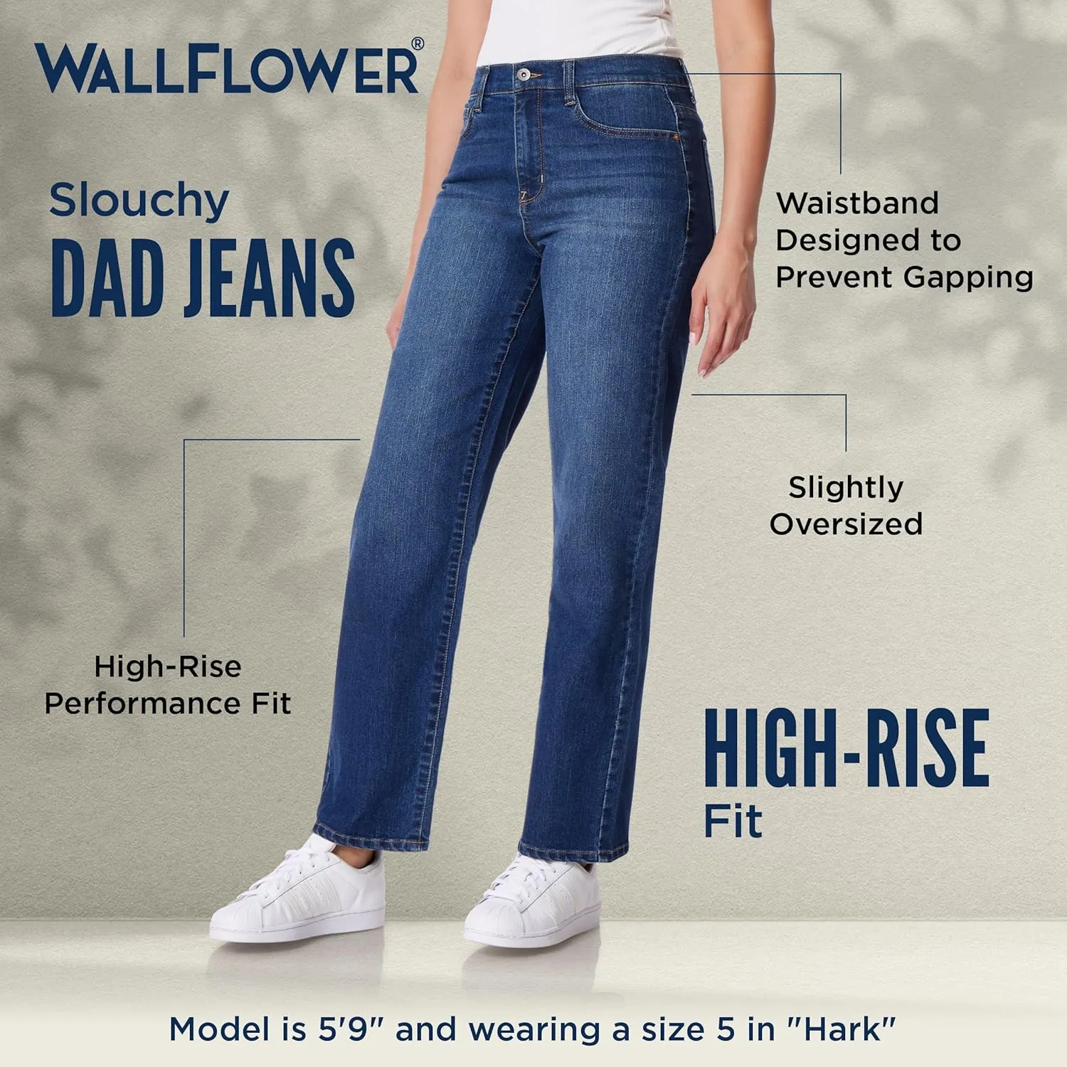 WallFlower Women's Dad Denim High-Rise Insta Vintage Juniors Jeans