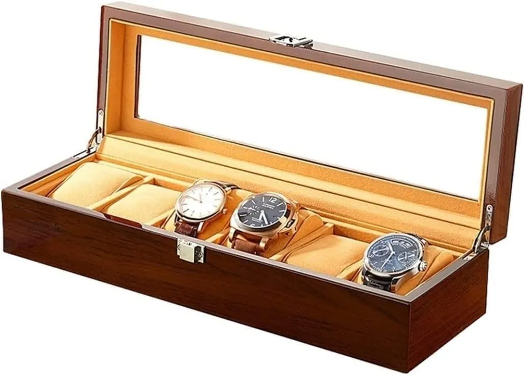 Watch Box Holder Storage Wood Display Case Jewelry Organizer