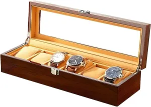 Watch Box Holder Storage Wood Display Case Jewelry Organizer
