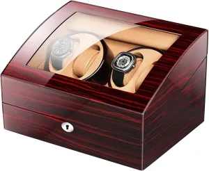 Watch Case Winder Box Watches Automatic Watch Winder Box with 4 Winder Positions 4 M Wood Shell Piano Paint BlackHoliday Gift Watch Box
