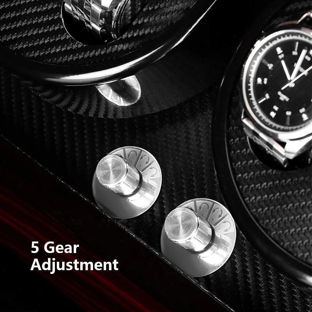 Watch Winder Box 4 Wood Shell Piano Paint Exterior 4 Rotation Mode Setting Extremely Silent Motor Watches (Black B)