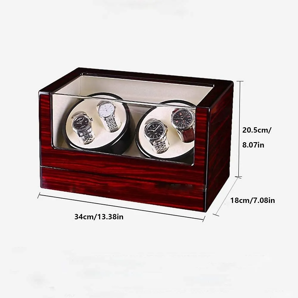 Watch Winder Box 4 Wood Shell Piano Paint Exterior 4 Rotation Mode Setting Extremely Silent Motor Watches (Black B)