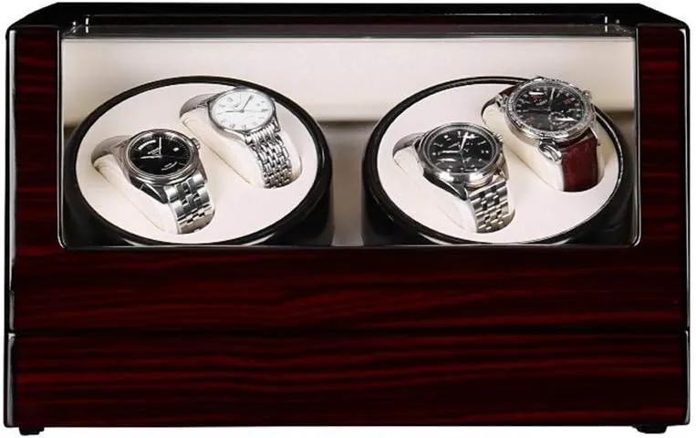 Watch Winder Box 4, Wood Shell Piano Paint Exterior, 4 Rotation Mode Setting, Extremely Silent Motor Watches Watch Winder Display Watch Box Storage