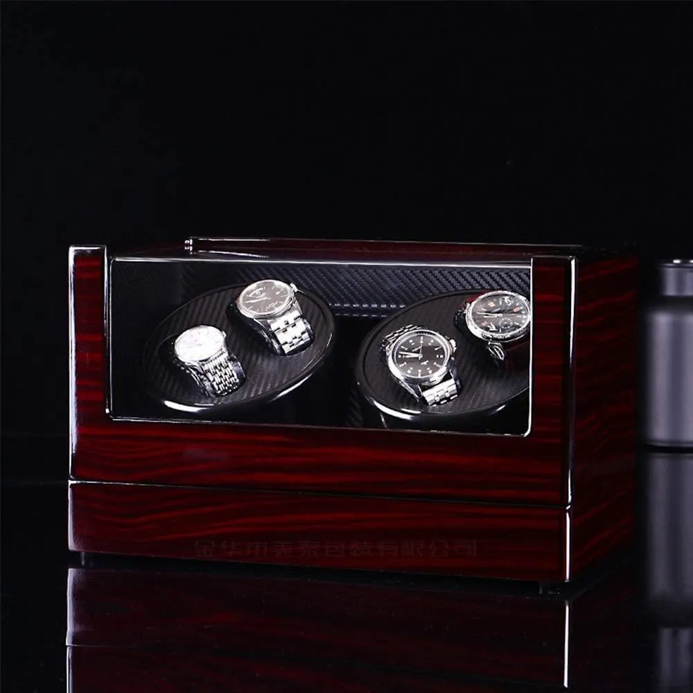Watch Winder Box 4, Wood Shell Piano Paint Exterior, 4 Rotation Mode Setting, Extremely Silent Motor Watches Watch Winder Display Watch Box Storage