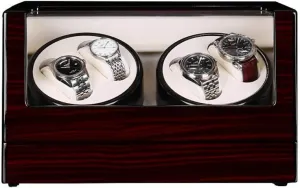 Watch Winder Box 4, Wood Shell Piano Paint Exterior, 4 Rotation Mode Setting, Extremely Silent Motor Watches Watch Winder Display Watch Box Storage