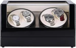 Watch Winder Box 4, Wood Shell Piano Paint Exterior, 4 Rotation Mode Setting, Extremely Silent Motor Watches Watch Winder for Automatic Watches B