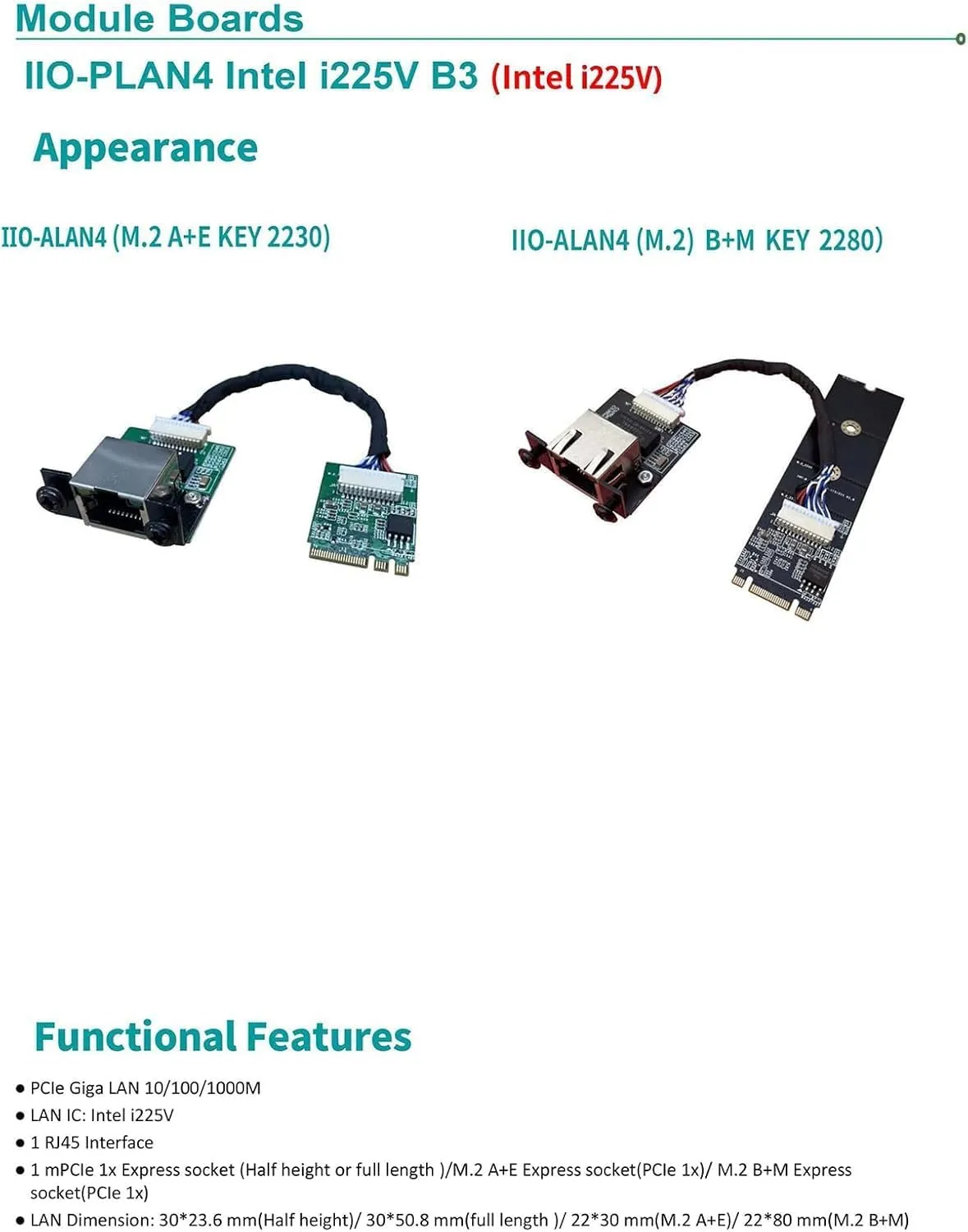 WayPonDEV M.2 A E Key to 2.5 Gigabit Ethernet Module, in-tel i225 i226 2.5G Ethernet Server NIC,10/100/1000/25000 Mbps RJ45 LAN, Multi-Gigabit M.2 Network Card, Support 2230 (15CM, i226 M.2 A E Key)