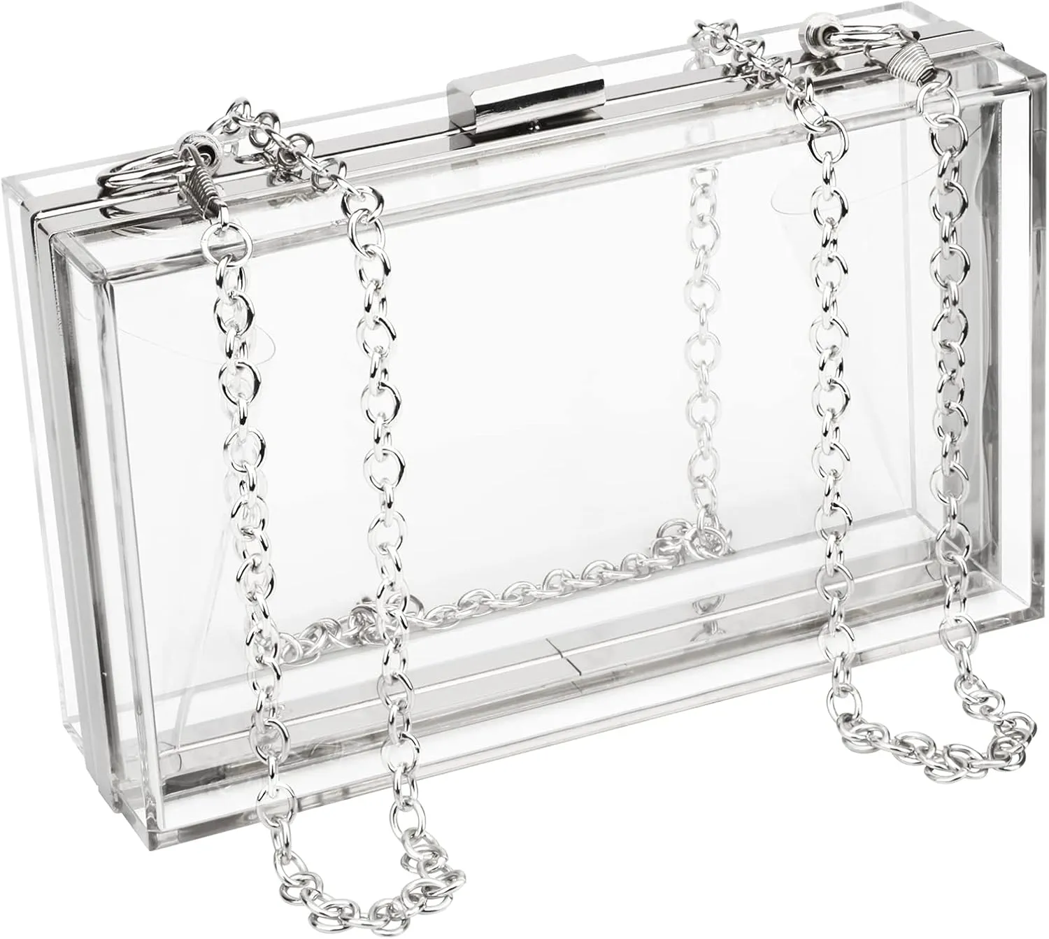 WEDDINGHELPER Transparent Clear Acrylic Square jelly Evening Bag for Women,Fashion Lovely Shoulder Bag for Dinner Party Travel (CLEAR&Sliver1)
