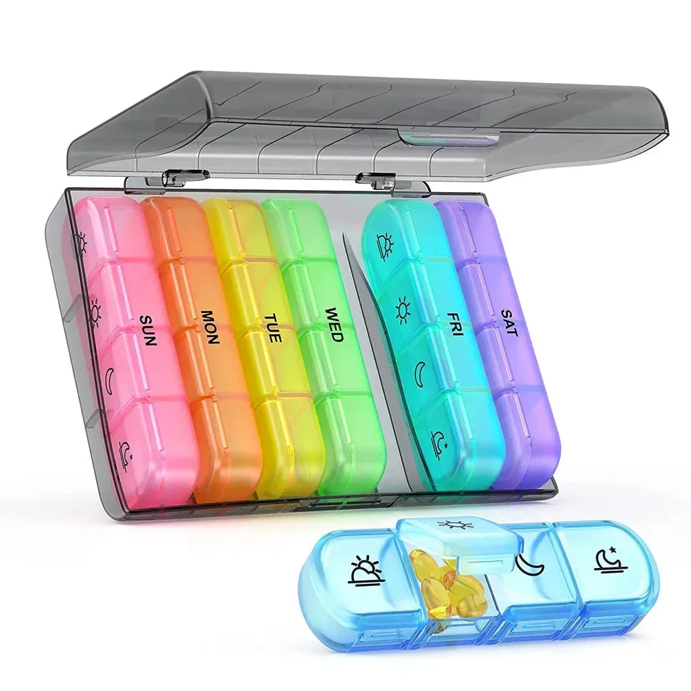 Weekly Pill Organizer 4 Times a Day with 7 Daily Large Pill Box Cases