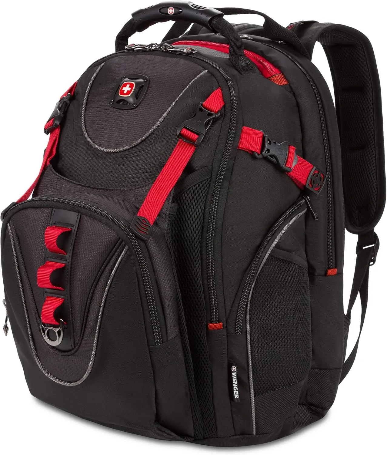 Wenger Maxxum Laptop Backpack, Fits 16 Inch Laptop, Men's and Women's, Black/Red