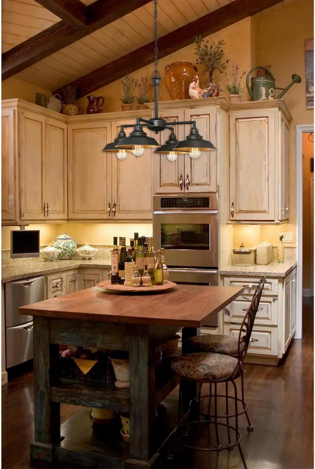 Westinghouse 6345000 Four-Light Indoor Iron Hill Chandelier, 4, Oil Rubbed Bronze with Highlights